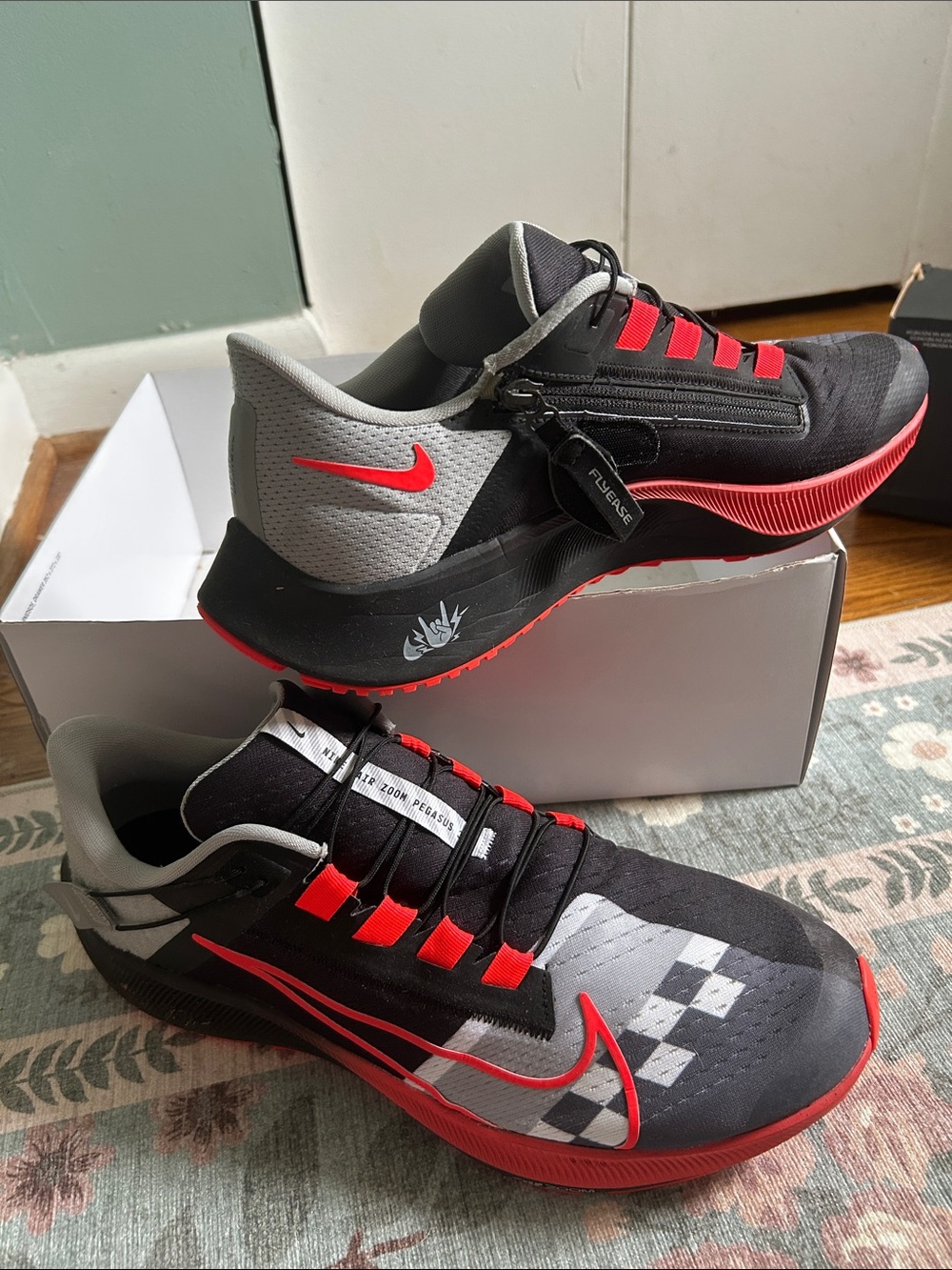 Nike Men’s Air Zoom Pegasus by Miguel Black & Red Athletic Running Shoes
